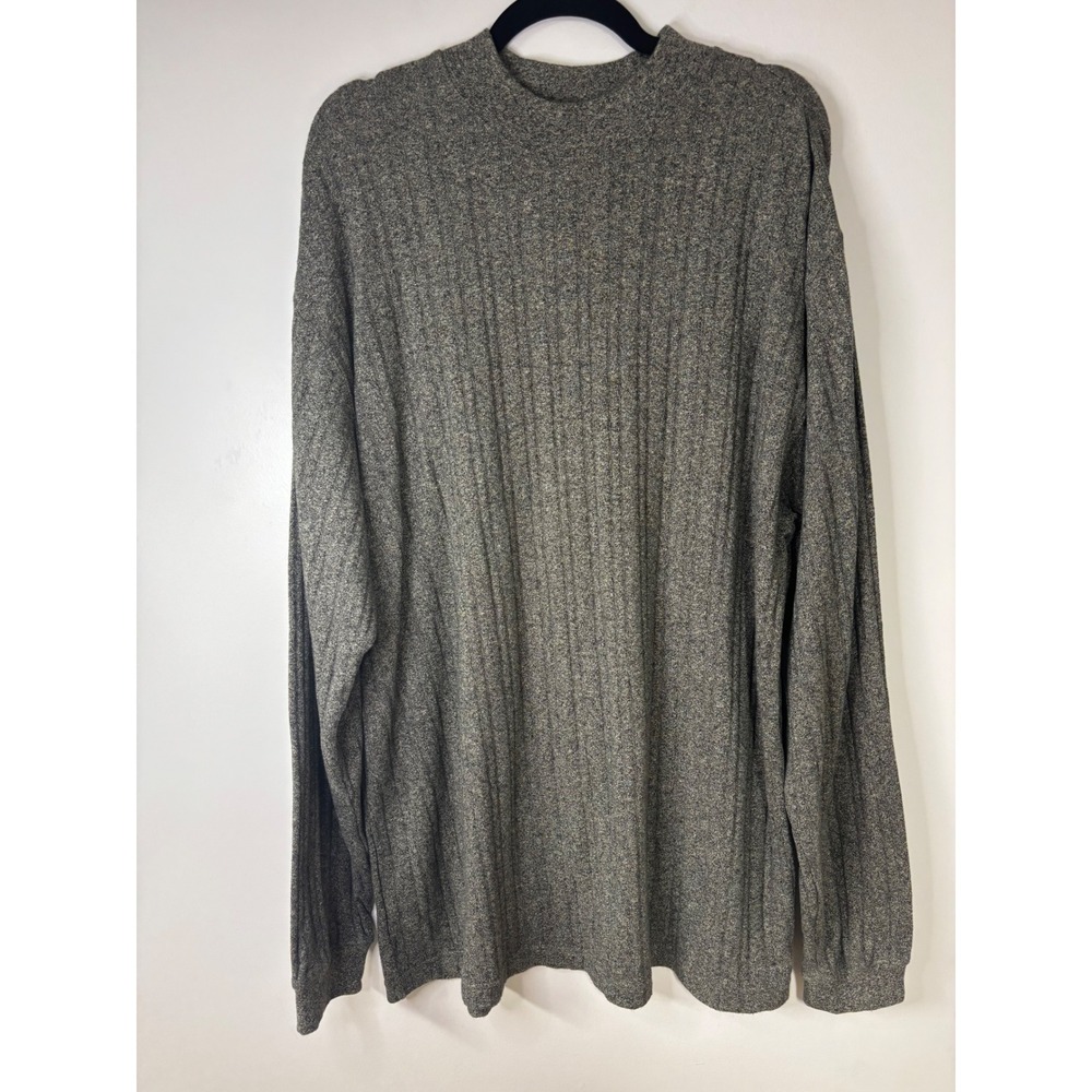 Henry Grethel Design Mens XL Gray Ribbed‎ Mock Neck Long Sleeve T Shirt